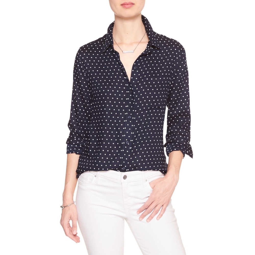 Banana Republic boyfriend fit polka dot Petite